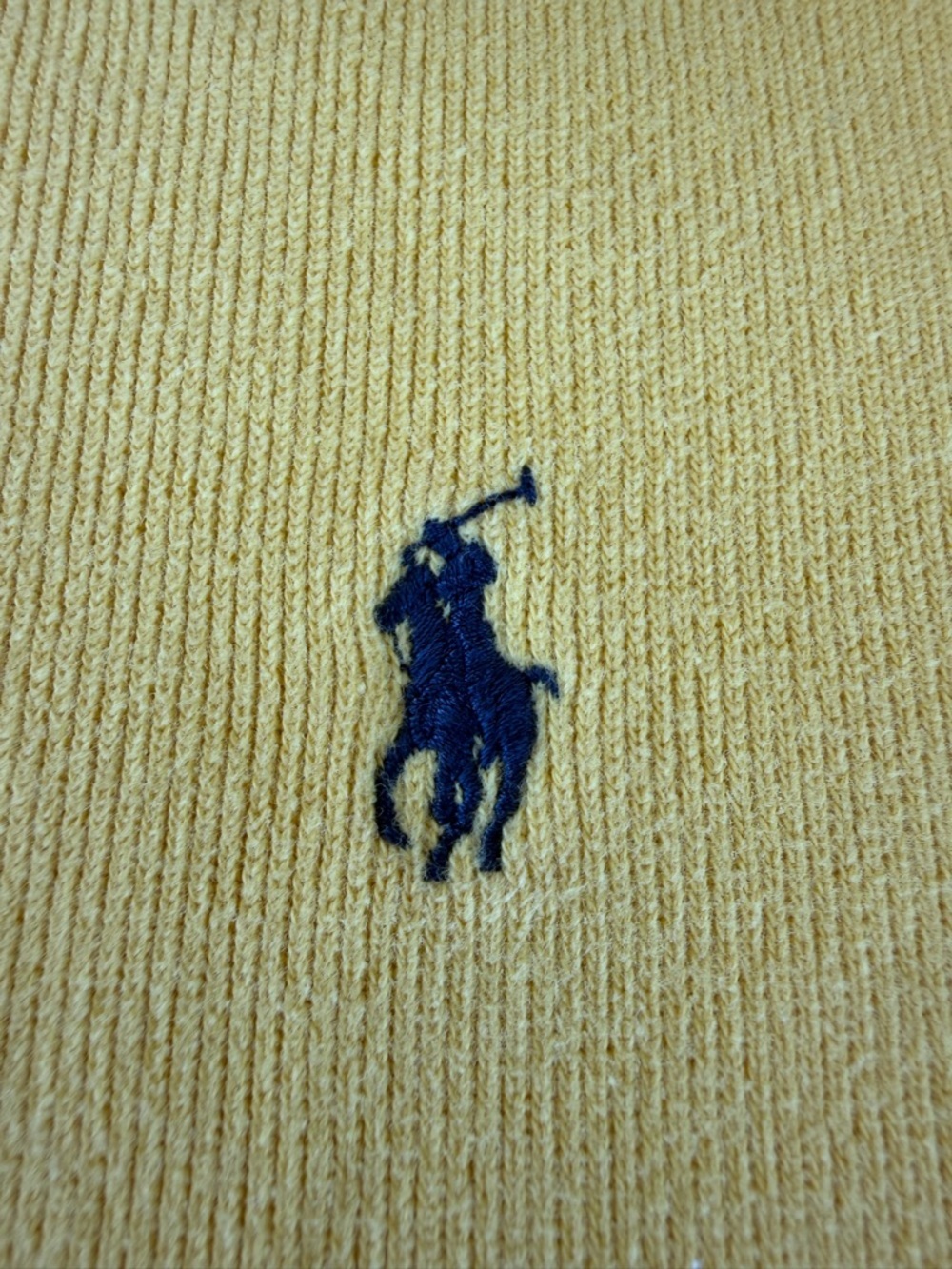 Y2K Ralph Lauren Polo Rib Knit Quarter Zip Pullover Sweater Preppy Yellow Large - Picture 4 of 10